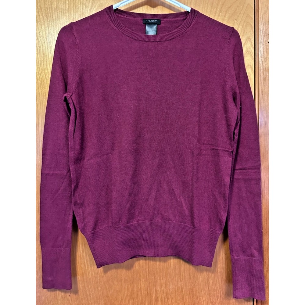 Ann Taylor Factory Crewneck Burgundy Sweater XS